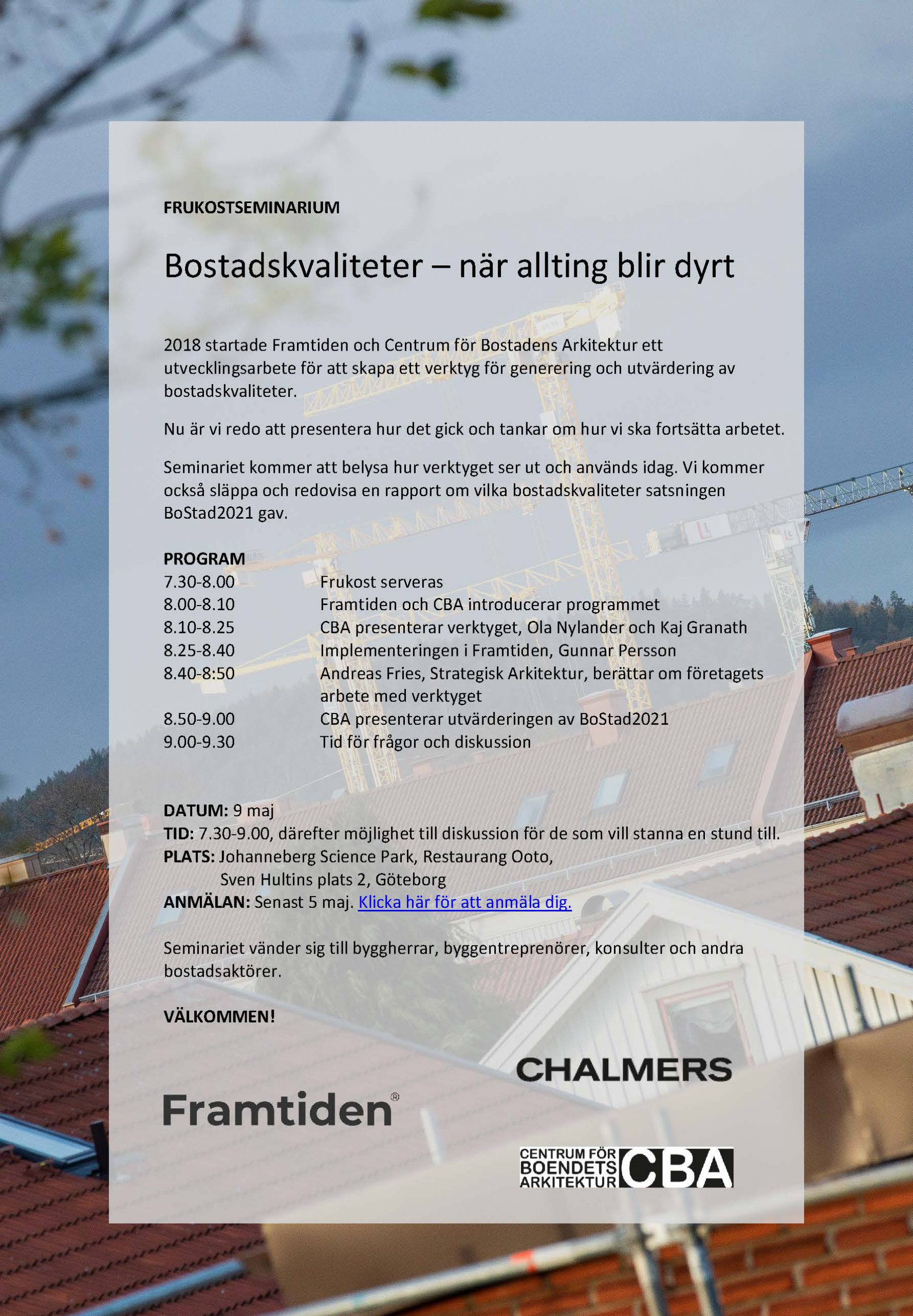 inbjudan frukostseminarium 9 maj bostadskvaliteter